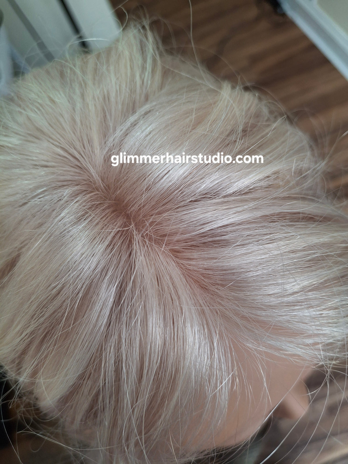 Teeny topper, silver white, silk base human hair booster, 12 inches long
