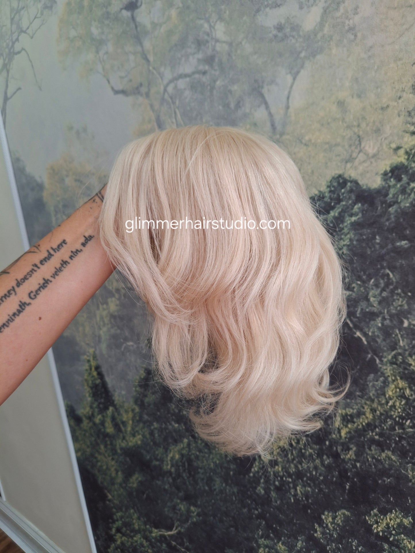 Julie human hair bob wig, fully hand tied, soft cap, M, butter cream