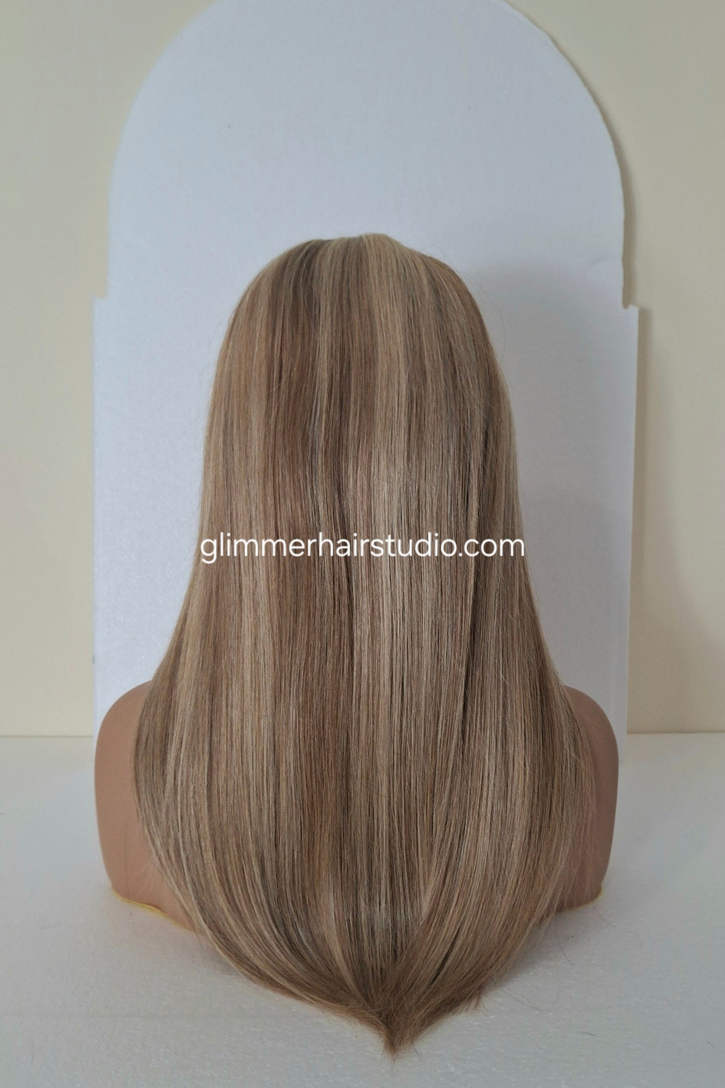 Grace U part wig, 100% human hair, #8/613- golden brown, light blonde, 18 inches long