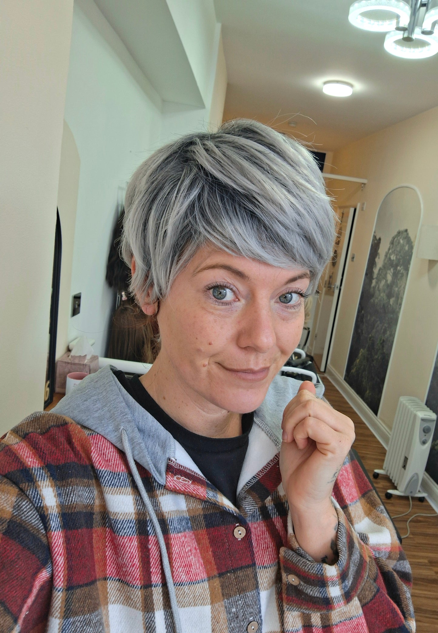 Clearance -Jane Fibre wig, short cropped style, pixie, Medium, grey mix