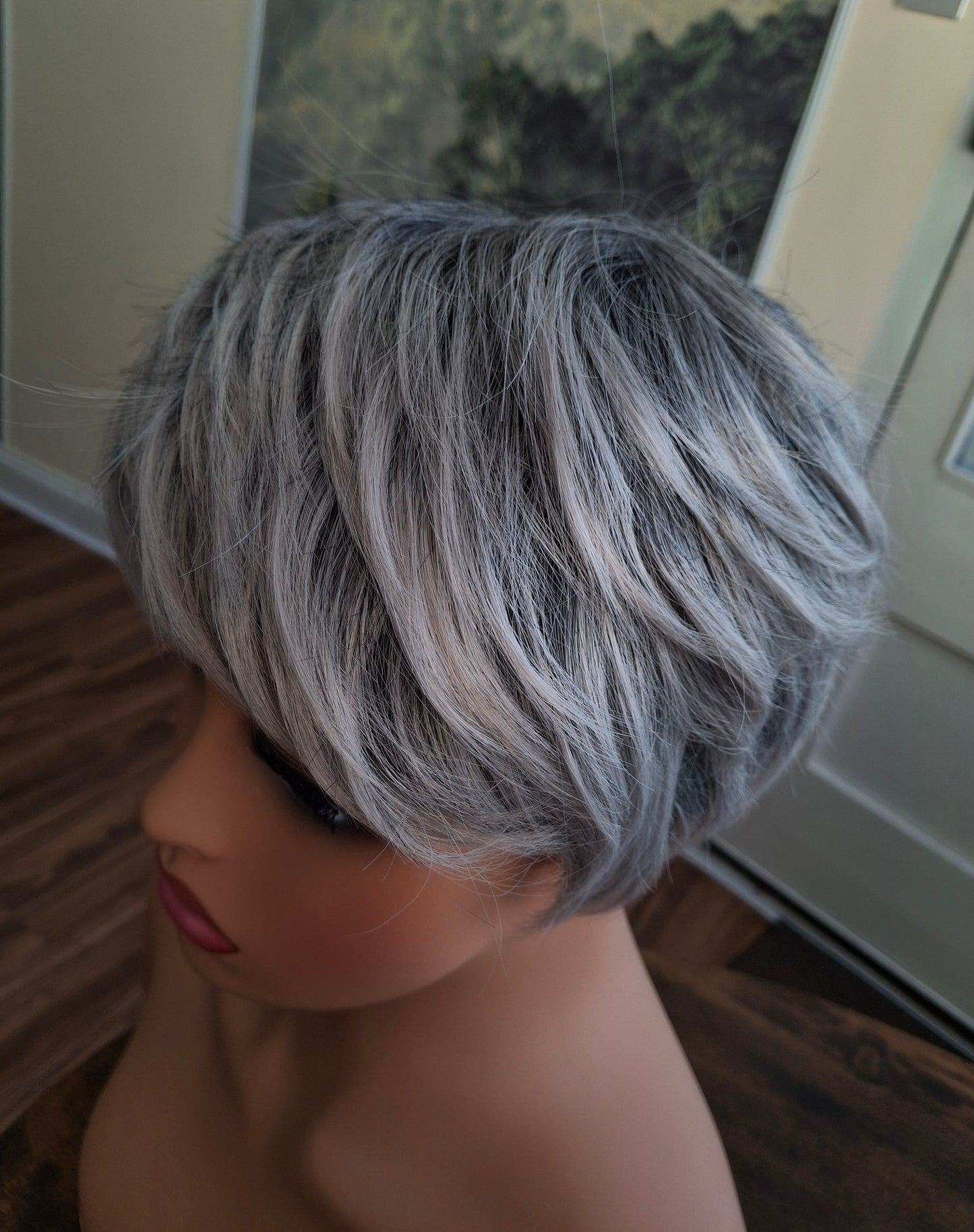 Clearance -Jane Fibre wig, short cropped style, pixie, Medium, grey mix