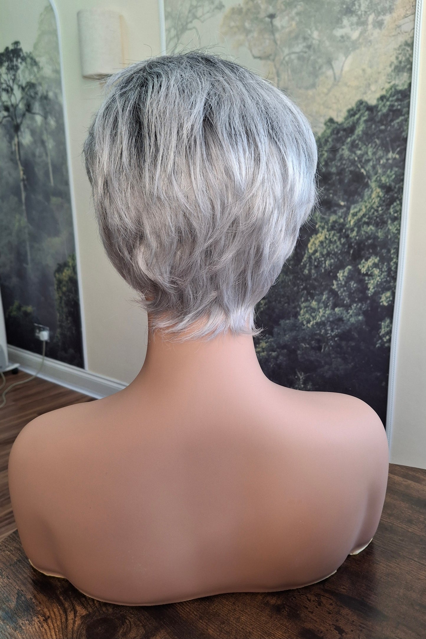 Clearance -Jane Fibre wig, short cropped style, pixie, Medium, grey mix
