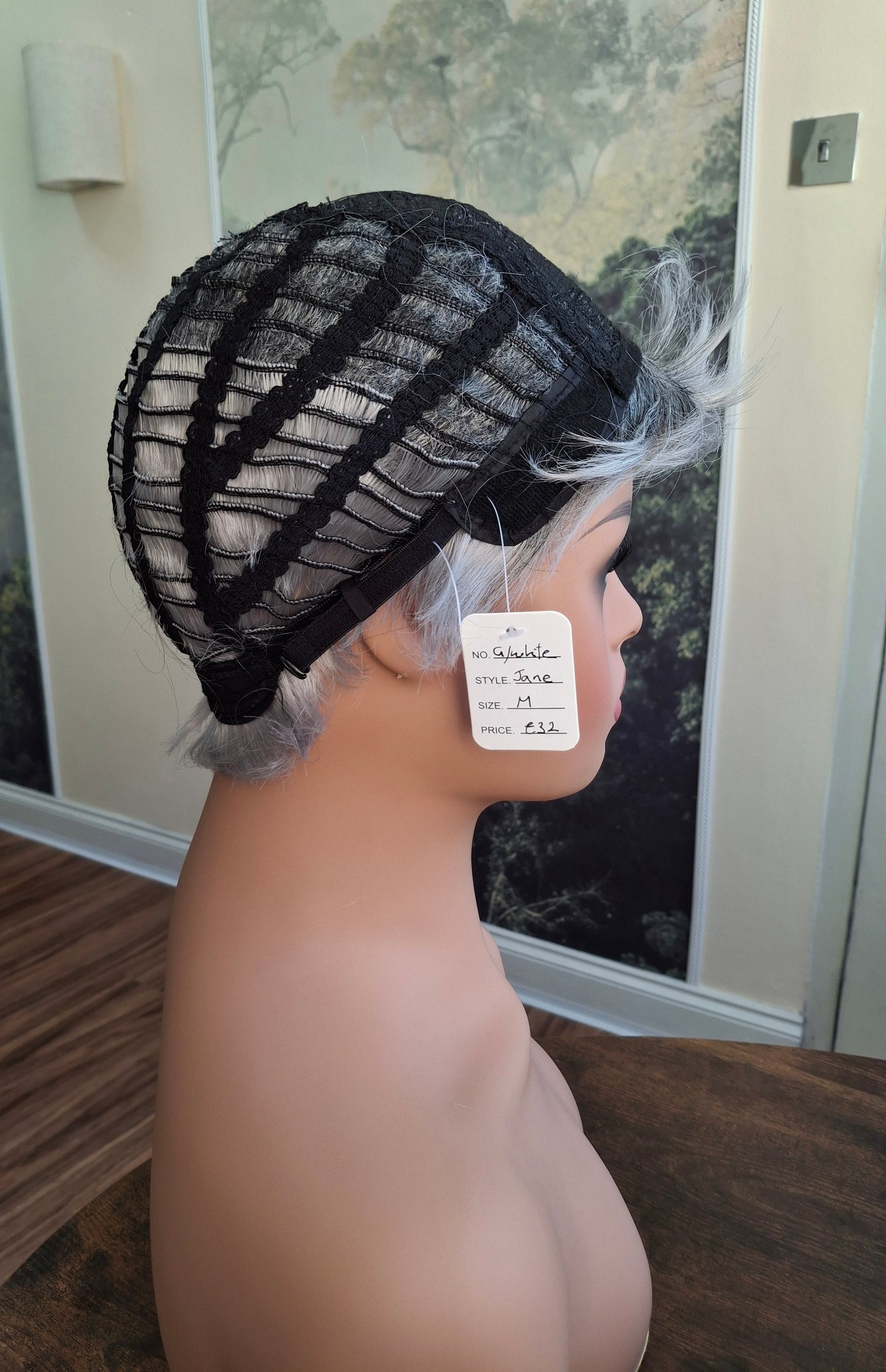 Clearance -Jane Fibre wig, short cropped style, pixie, Medium, grey mix