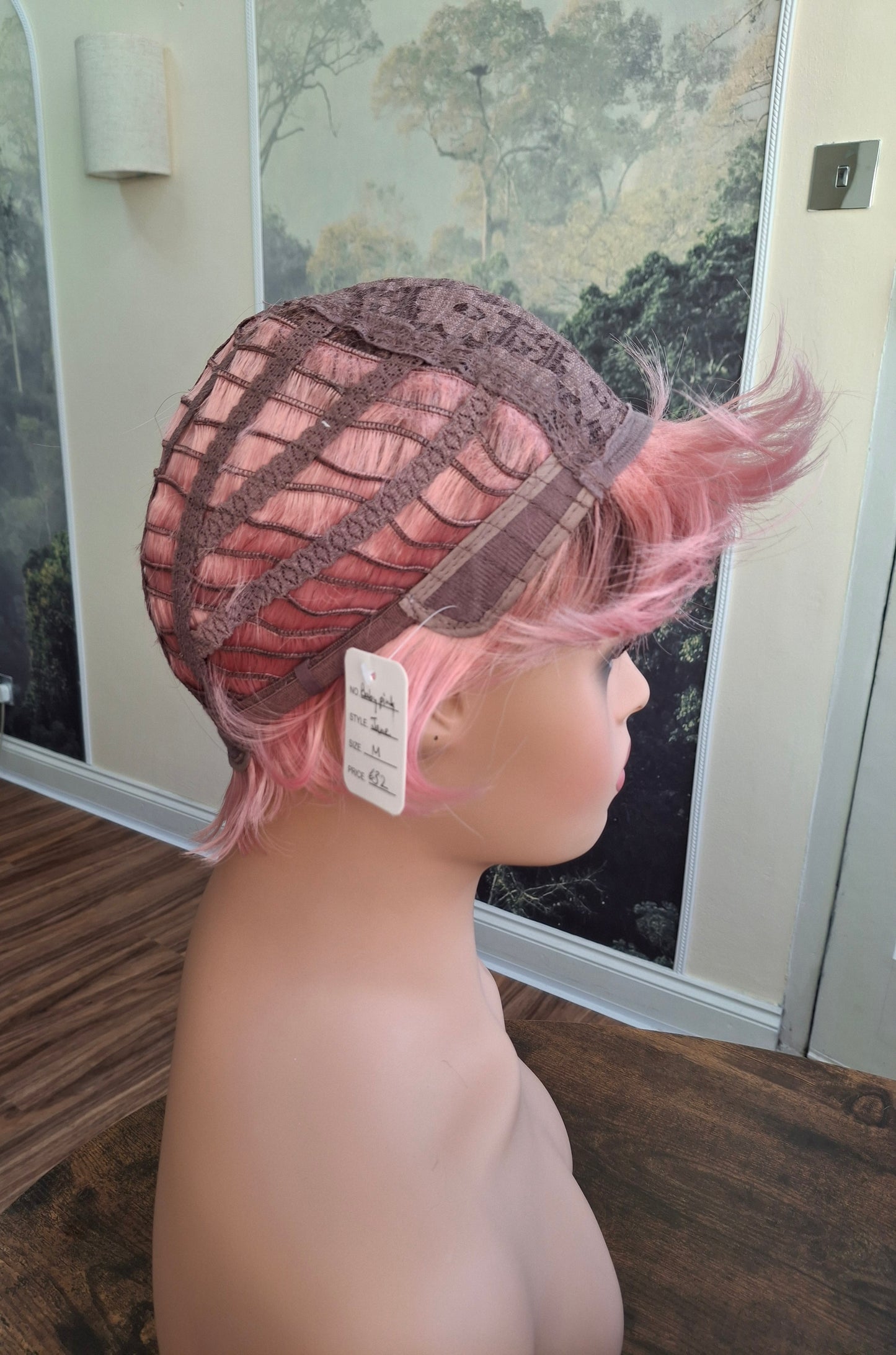 Clearance -Jane Fibre wig, short cropped style, pixie, Medium, dusky pink