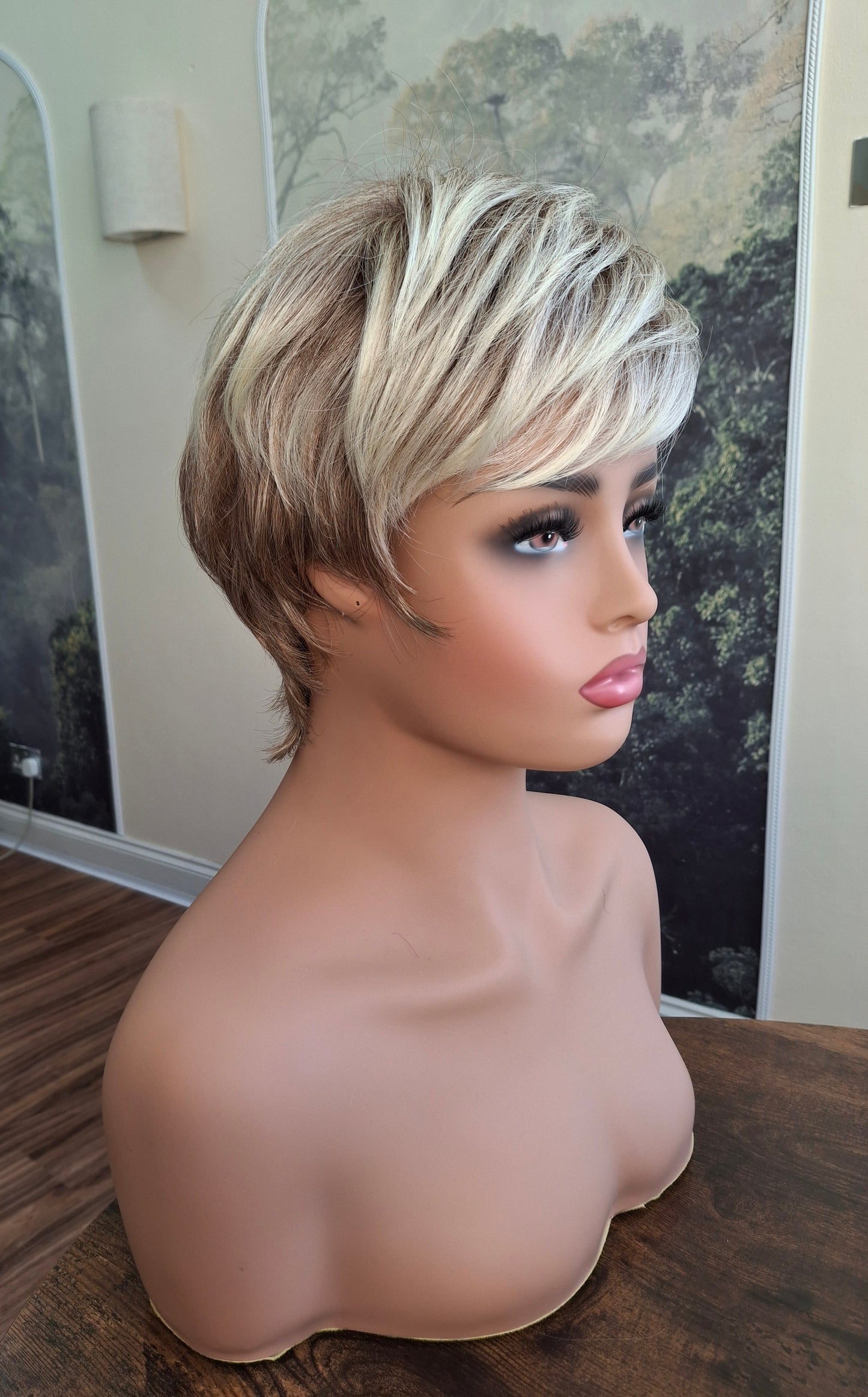 Clearance - Jane Fibre wig, short cropped style, pixie, Medium, Vanilla blonde
