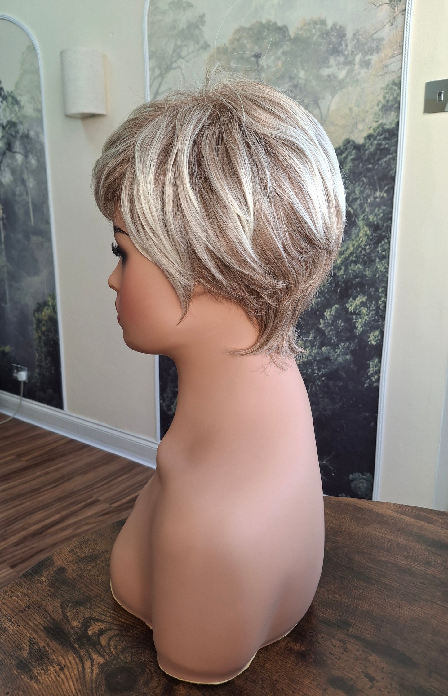 Clearance - Jane Fibre wig, short cropped style, pixie, Medium, Vanilla blonde