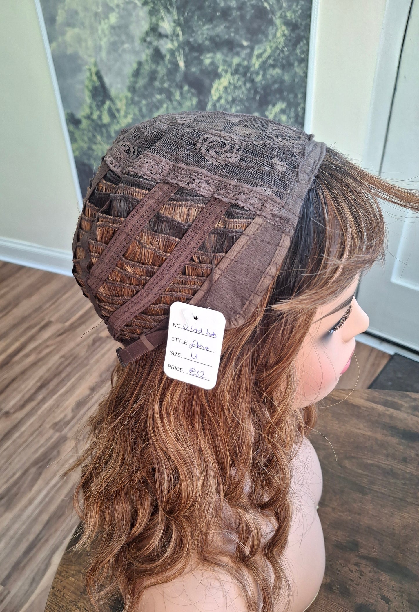 Clearance -Amy budget friendly fibre wig, layers, wavy rooted golden brown, Medium adjustable cap