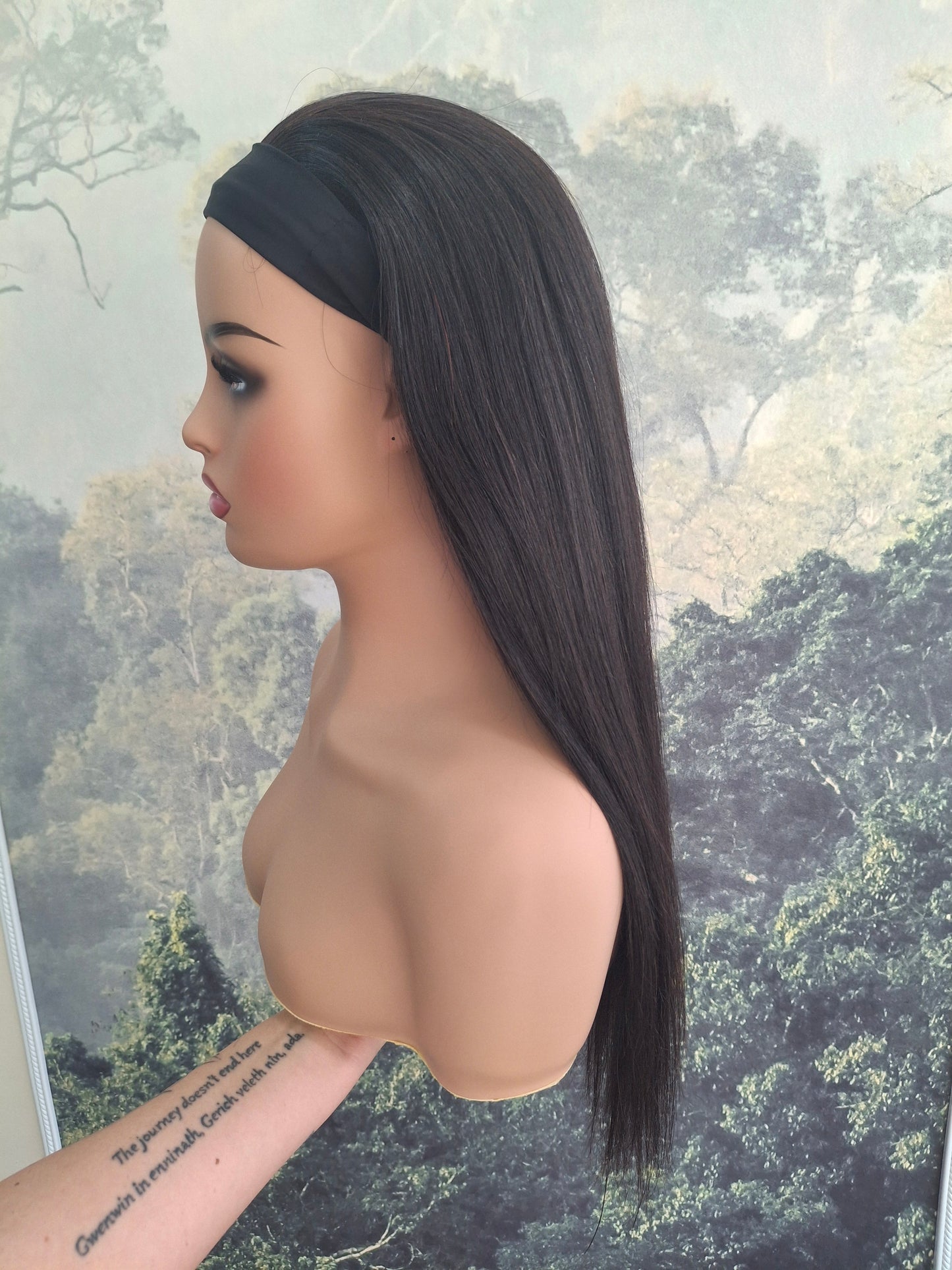 Vibe Headband wig, 100% human hair, 1b natural black 20 inches long