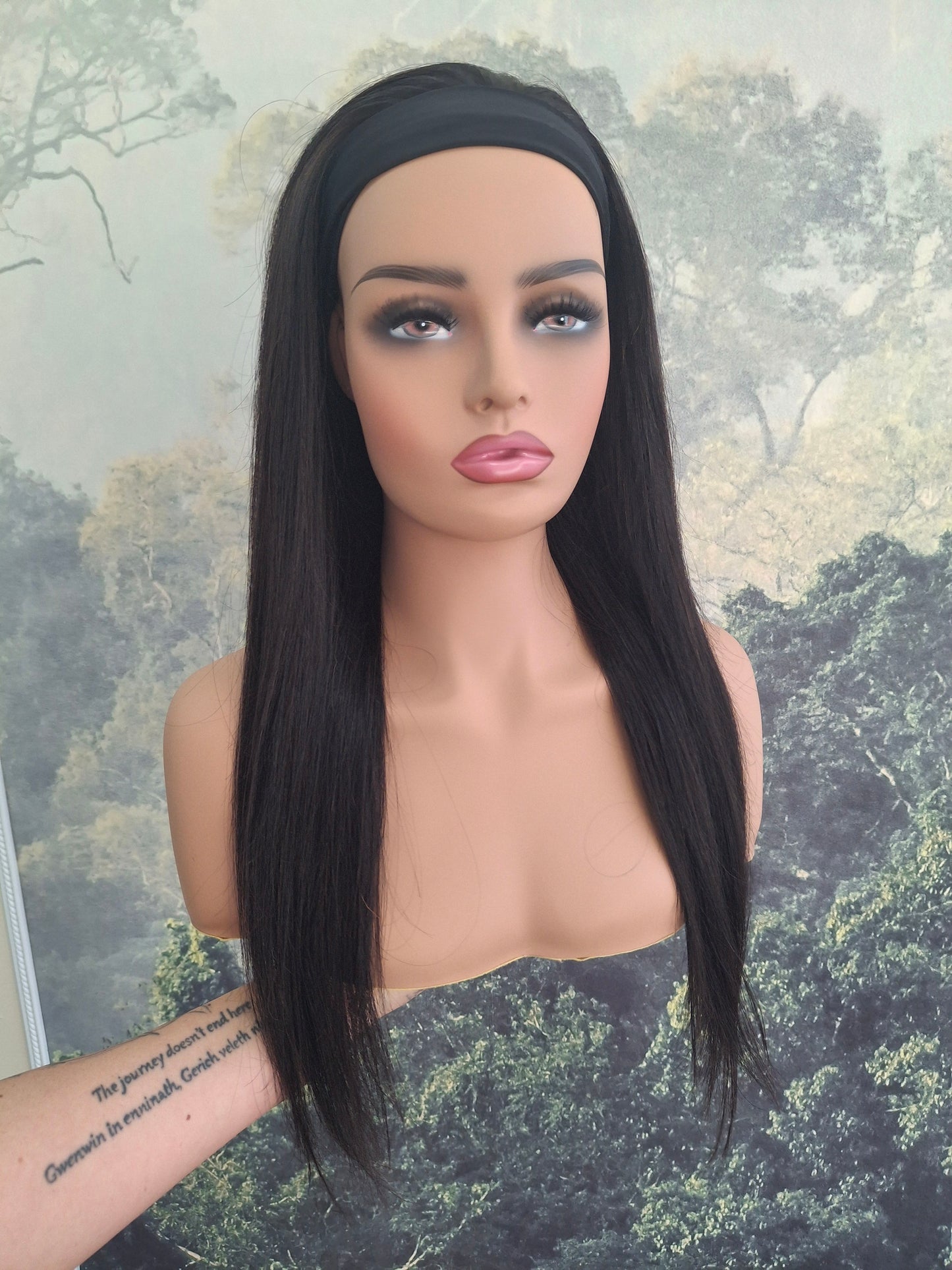 Vibe Headband wig, 100% human hair, 1b natural black 20 inches long