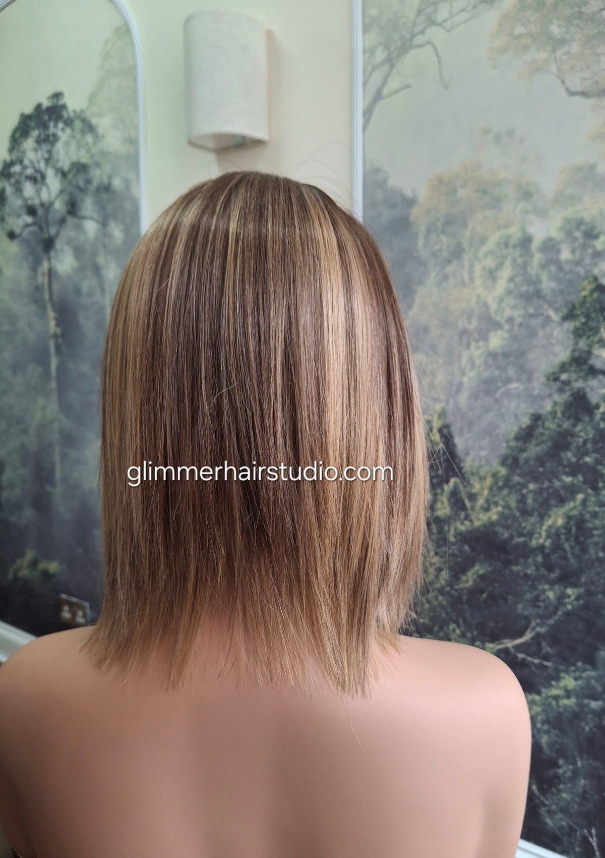 Baby Callie Fibre topper, lace closure with weft, large size, full coverage, honey balayage with fringe, 12 inches long