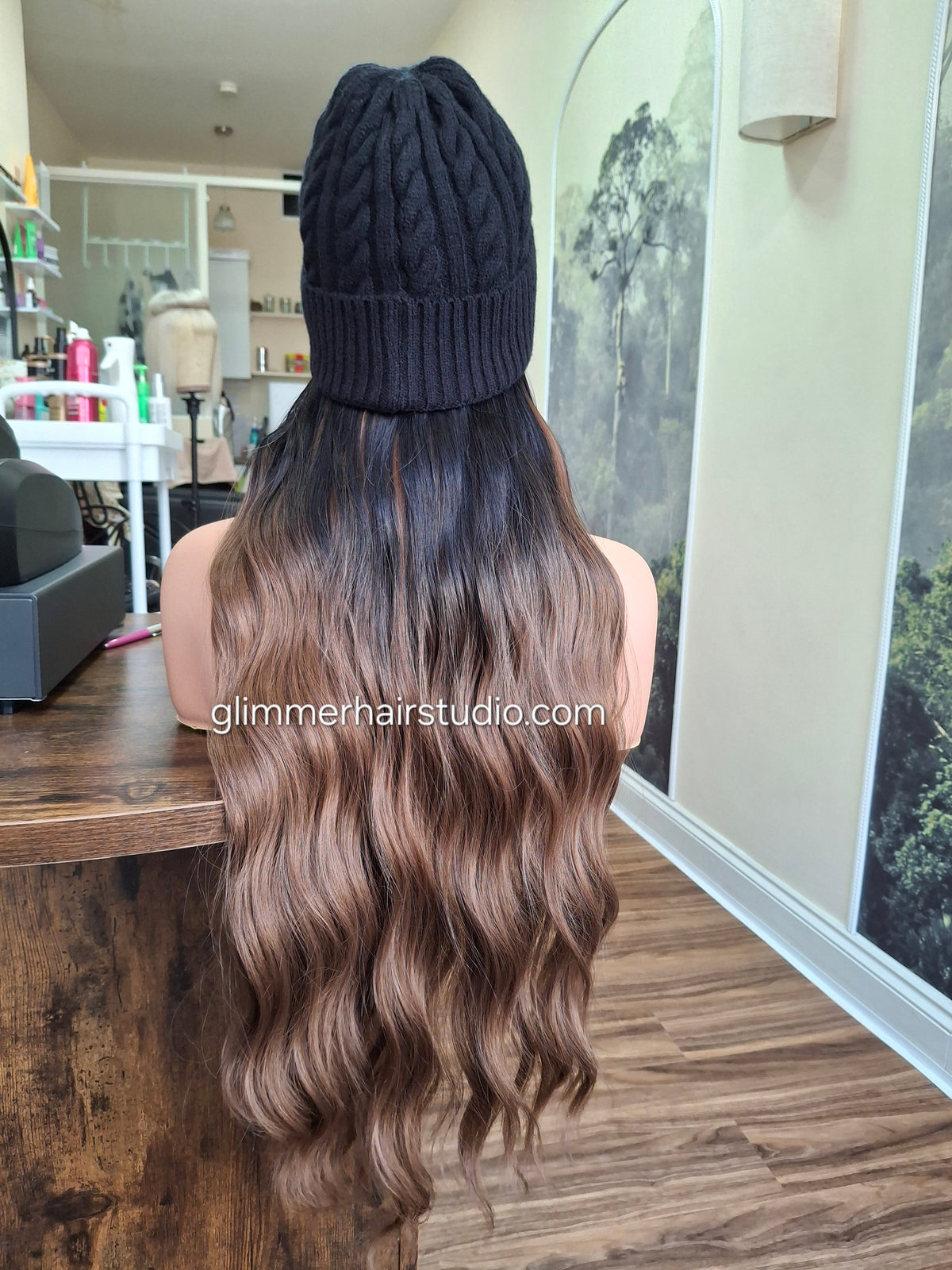 Hat wigs, autumn/winter edition, 24 inches long, wavy, Roasted Chestnut