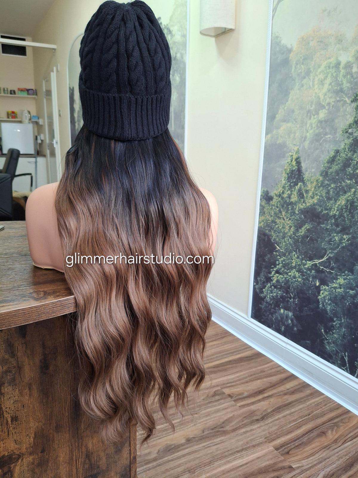 Hat wigs, autumn/winter edition, 24 inches long, wavy, Roasted Chestnut