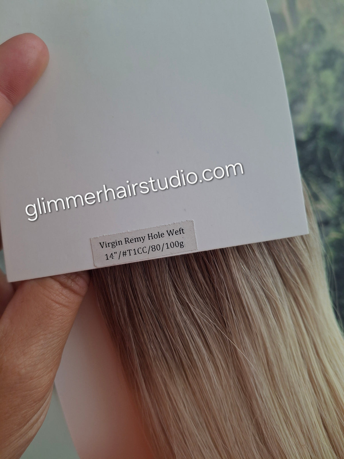 Butterfly weft, human remy hair, 100g double drawn, lightest blonde with shadow root, 14 inches long