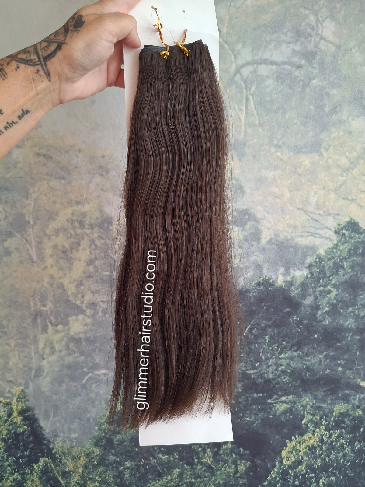 Butterfly weft, human remy hair, 100g double drawn, darkest brown 14 inches long (Copy)