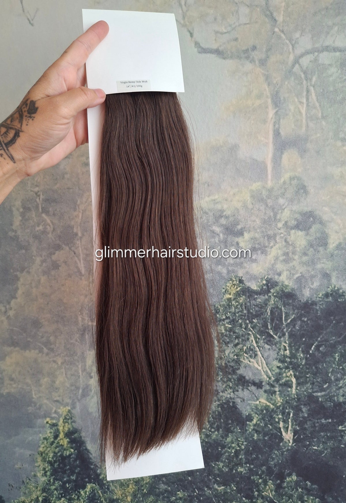 Butterfly weft, human remy hair, 100g double drawn, darkest brown 14 inches long (Copy)