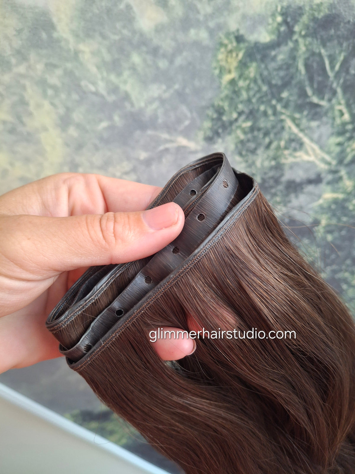Butterfly weft, human remy hair, 100g double drawn, darkest brown 14 inches long (Copy)