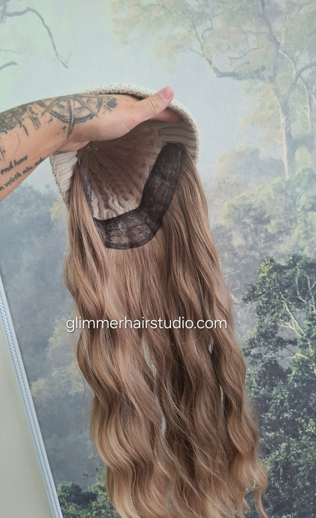 Hat wigs, autumn/winter edition, 24 inches long, wavy, Golden syrup