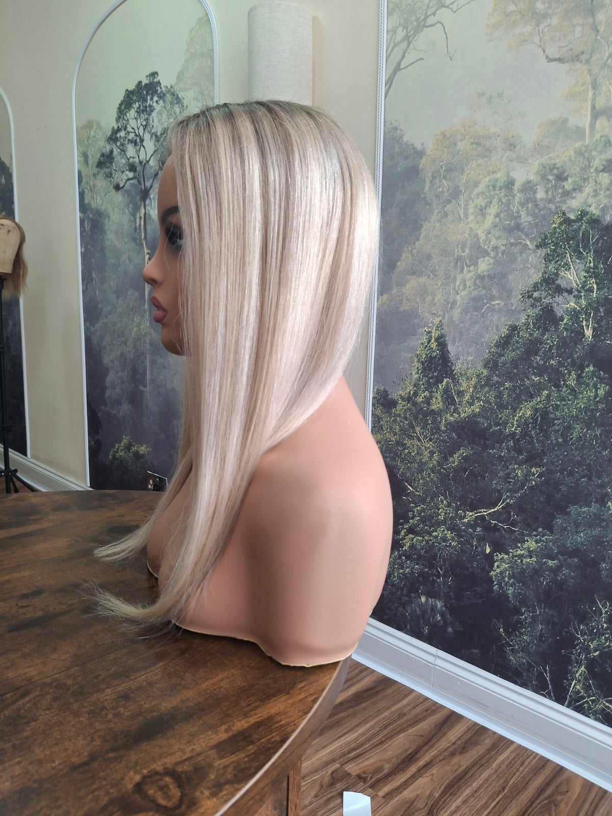 Mila quality human hair topper, full silk base, handmade, 18 inches long, #18/60 ashes and dust