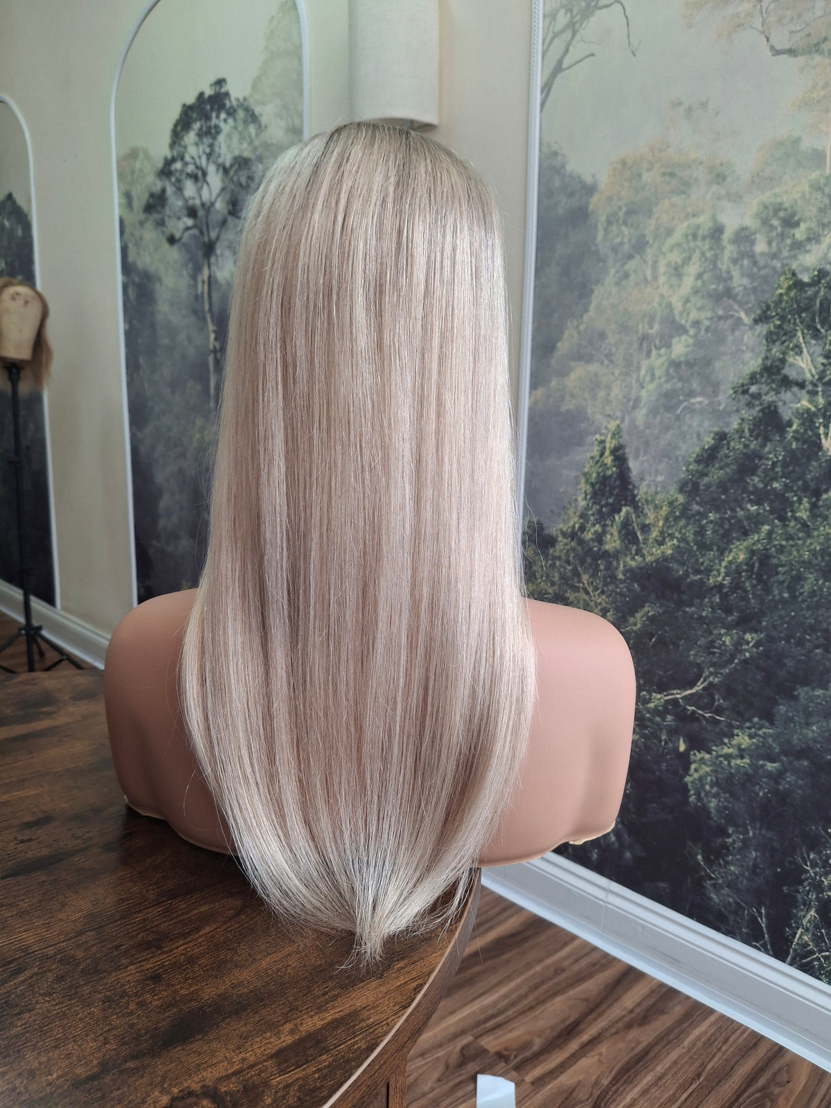 Mila quality human hair topper, full silk base, handmade, 18 inches long, #18/60 ashes and dust