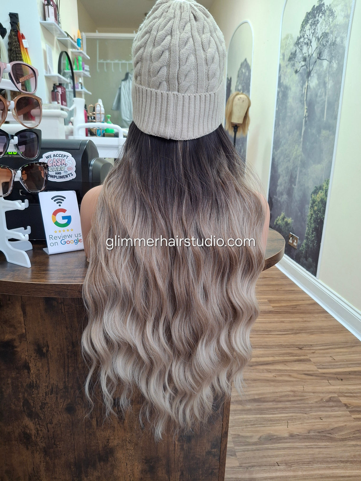 Hat wigs, autumn/winter edition, 24 inches long, wavy, frosted coffee