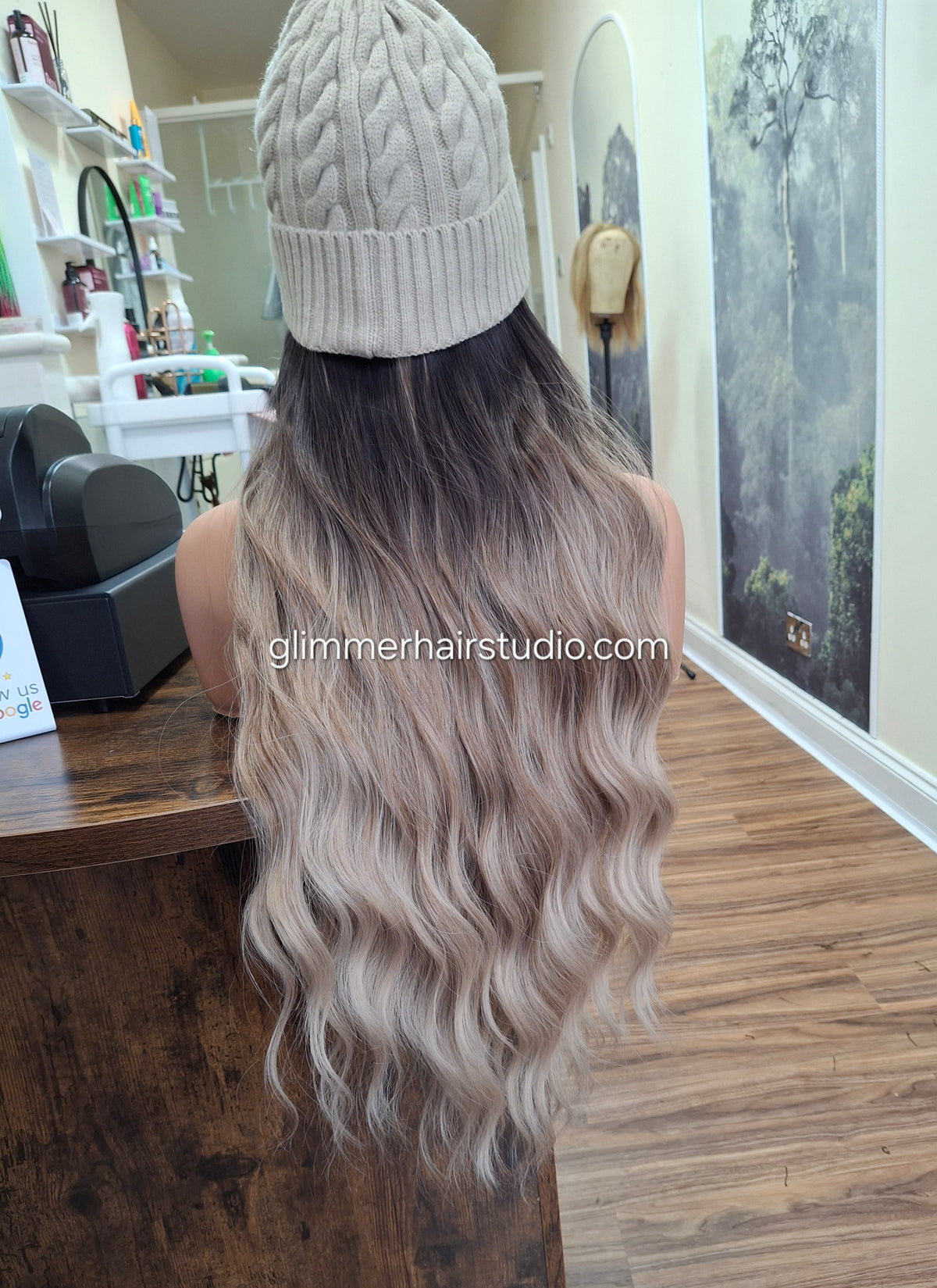 Hat wigs, autumn/winter edition, 24 inches long, wavy, frosted coffee