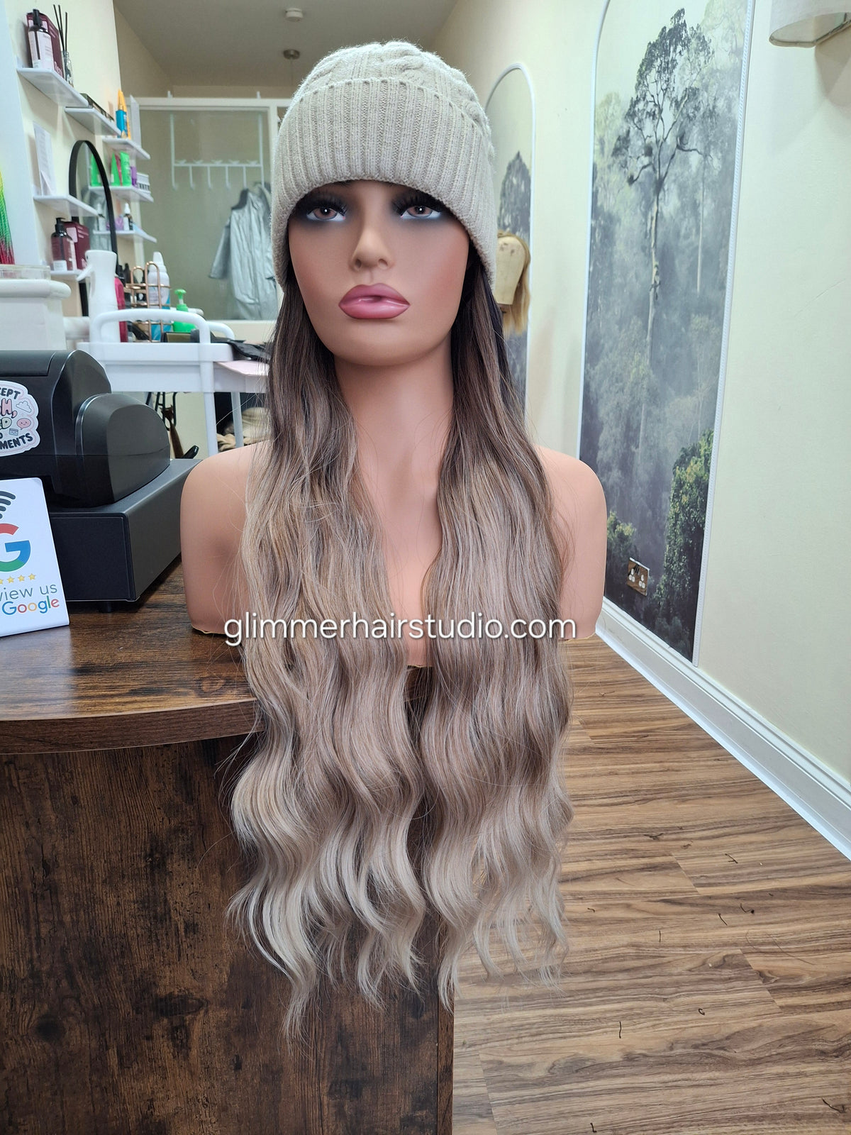Hat wigs, autumn/winter edition, 24 inches long, wavy, frosted coffee
