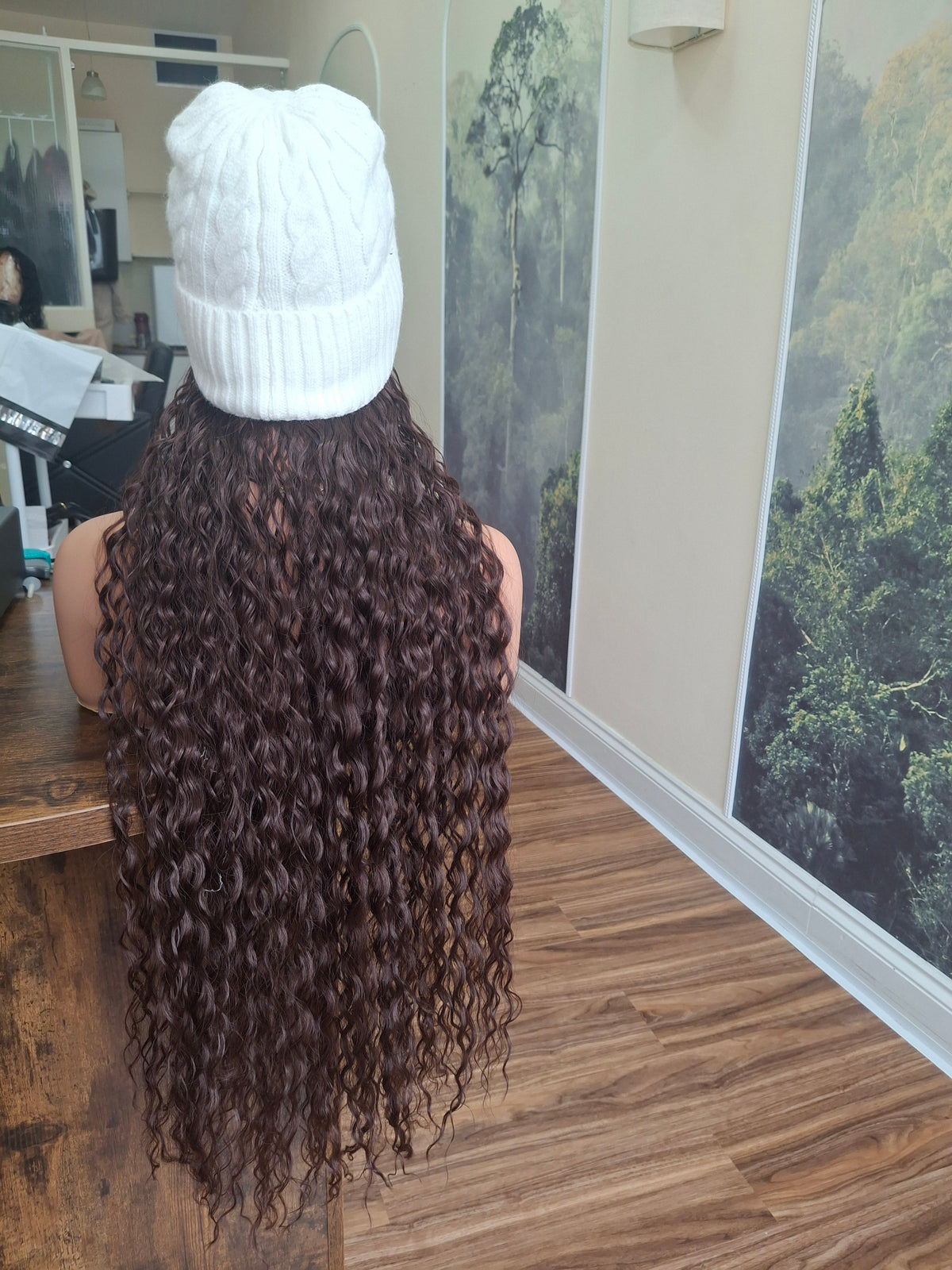 Hat wigs, autumn/winter edition, 28 inches long, deep wavy, Reddish brown
