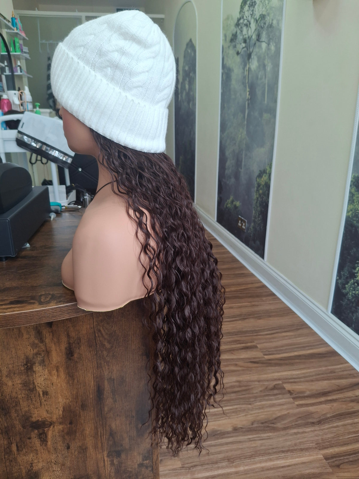 Hat wigs, autumn/winter edition, 28 inches long, deep wavy, Reddish brown