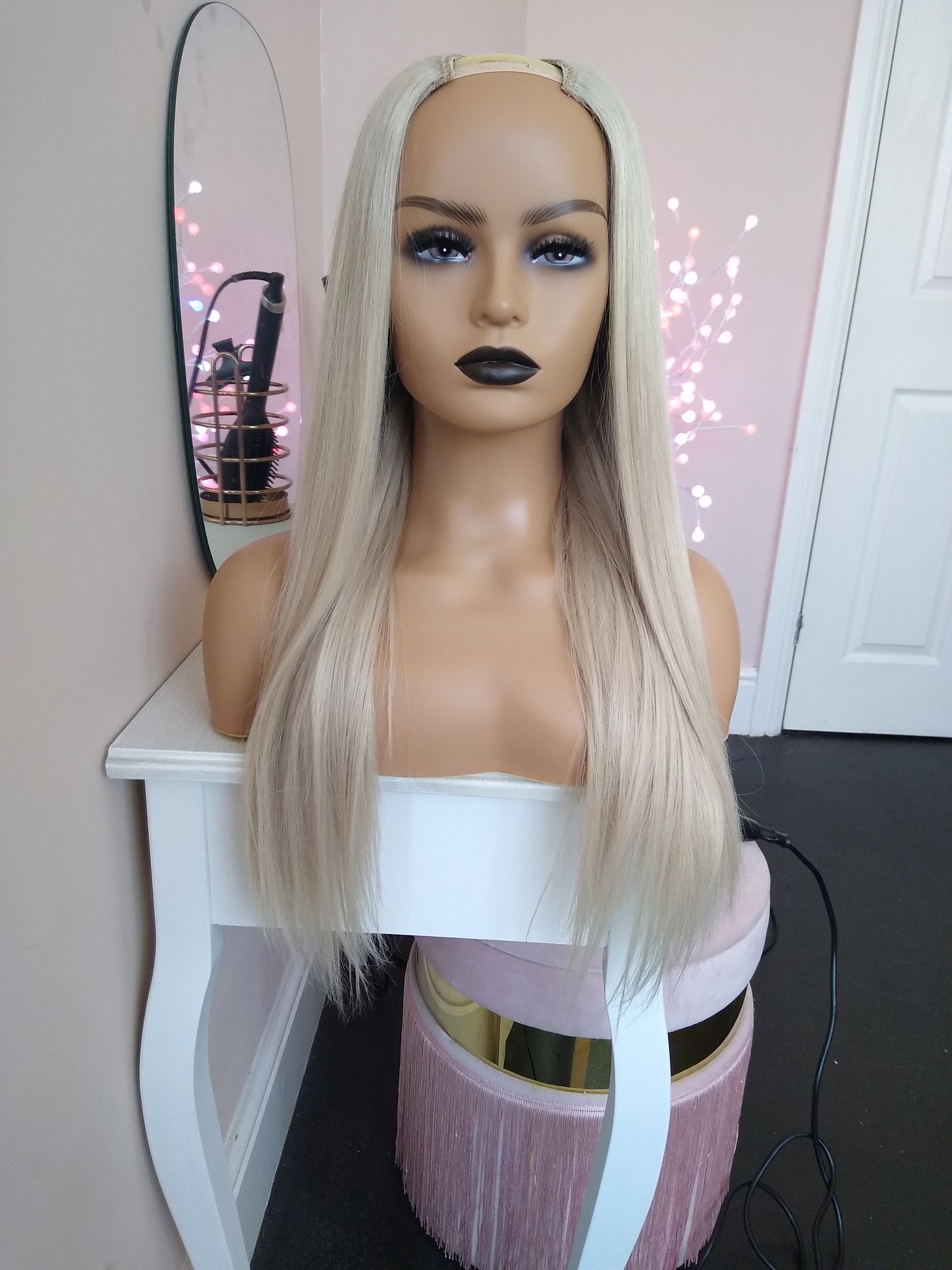Prestige U part wig- custom- handmade- #90- ice blonde-16/20/24 inches long