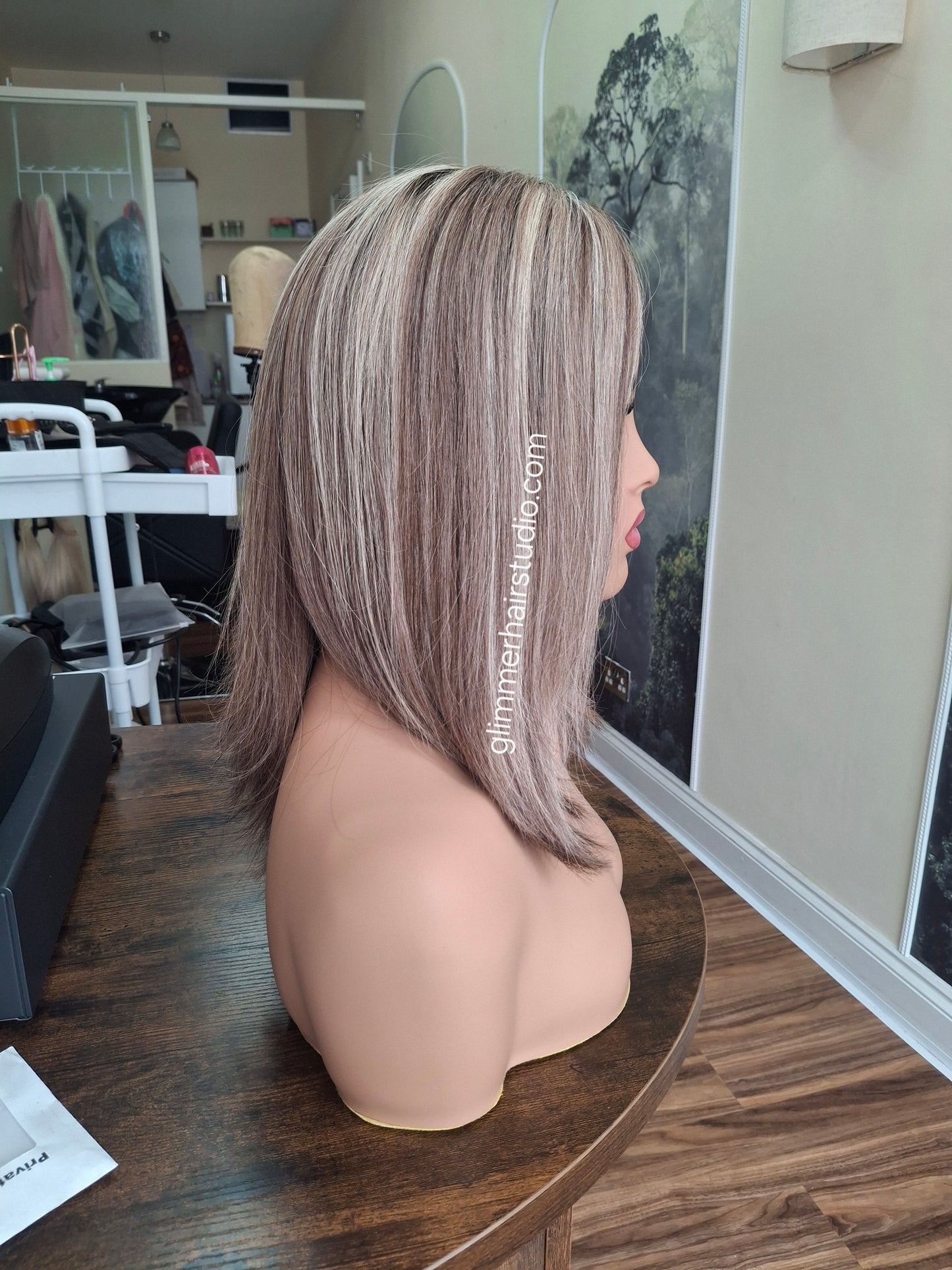 Callie topper, CLOSED lace topper with weft, large size, full coverage, smoke and ash, 12 inches long