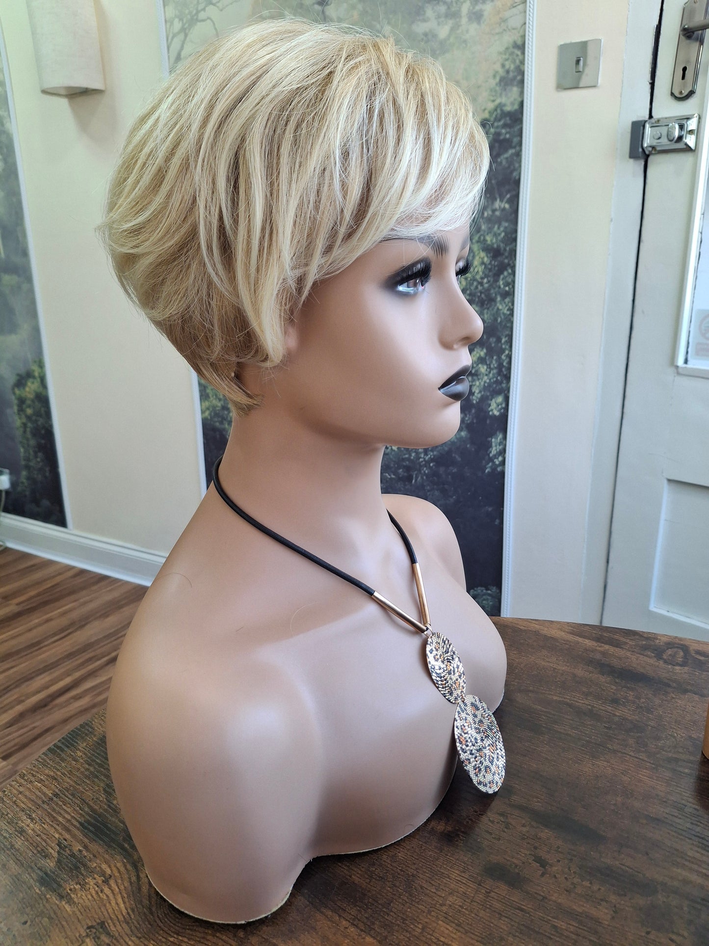 Clearance -Jane Fibre wig, short cropped style, pixie, Medium, sunshine blonde