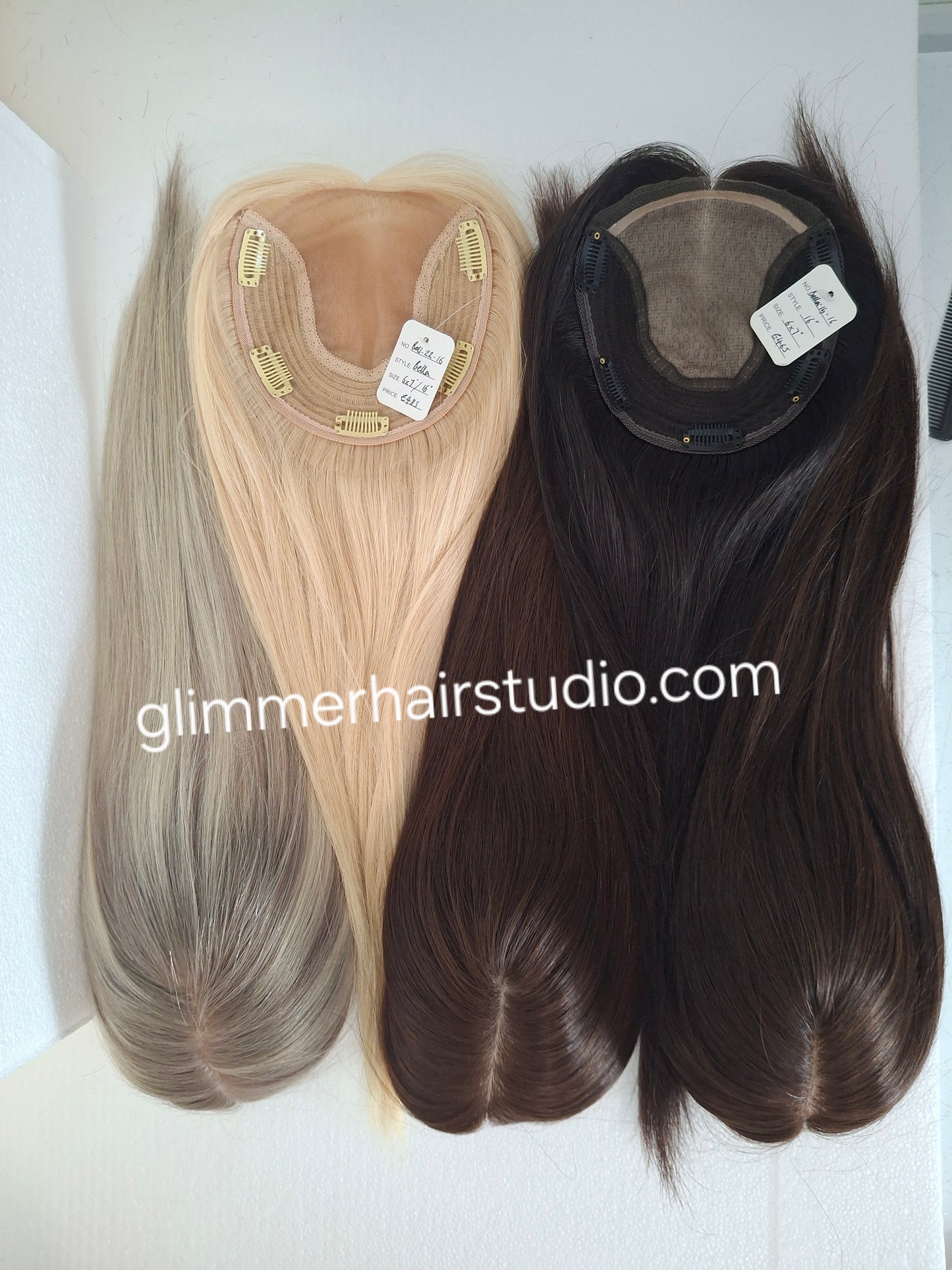 Reduced -Bella quality human hair topper, silk and weft base, lace front, 16 inches long, #4- dark chocolate