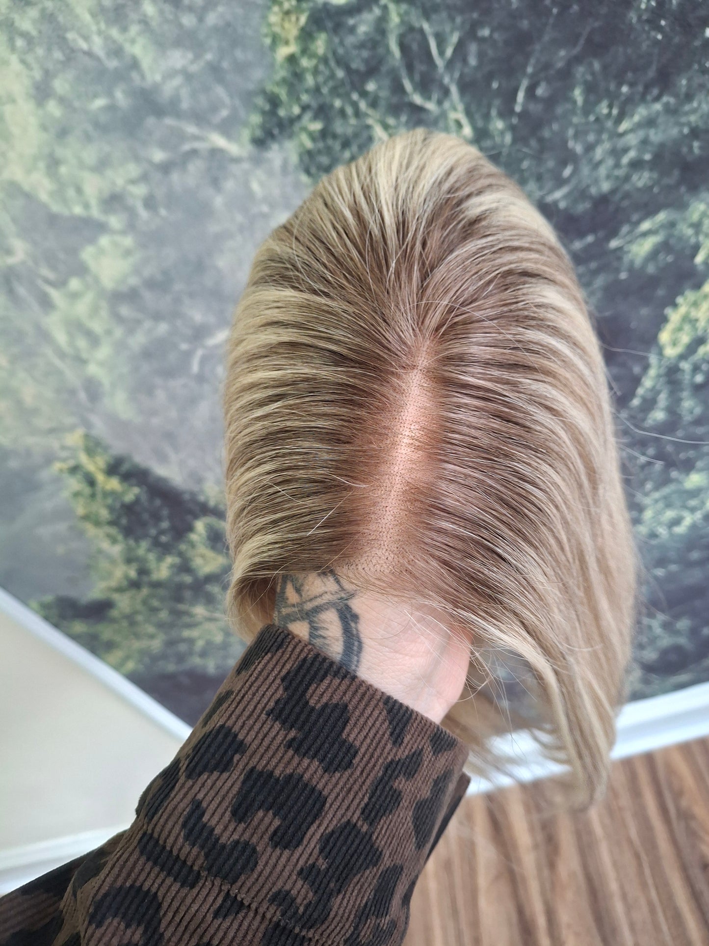 Baby Callie topper, swiss lace closure with weft, large size, full coverage, vanilla ice, 12 inches long