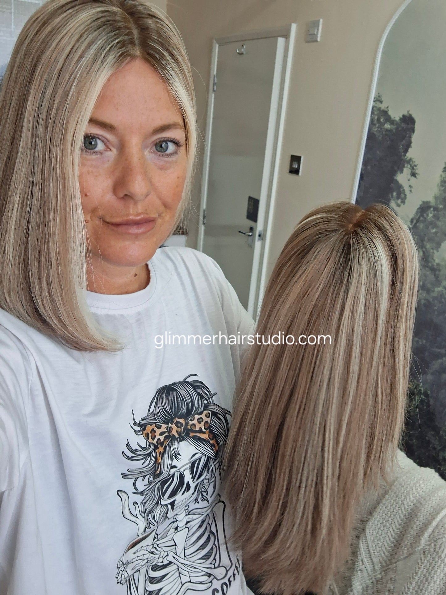 Callie topper, CLOSED lace topper with weft, large size, full coverage, smoke and ash, 12 inches long