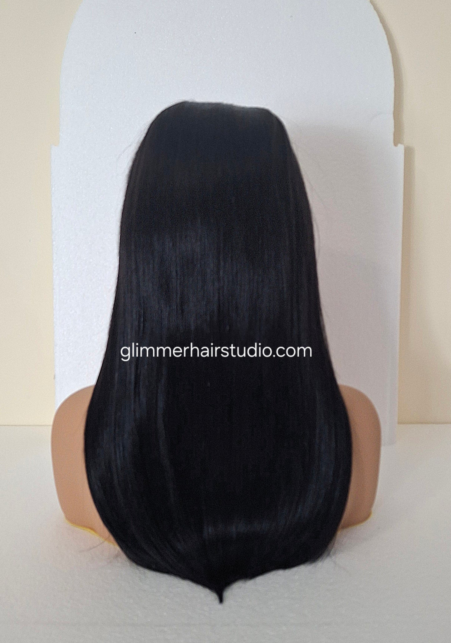 Grace U part wig, 100% human hair, #1b soft black, 18  inches long