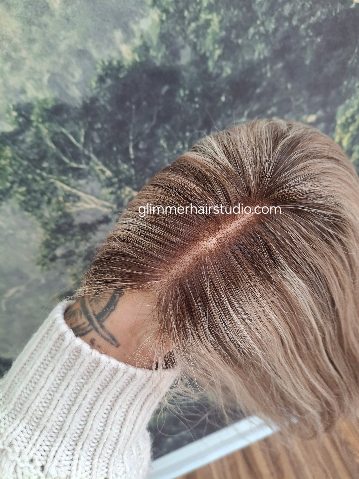Callie topper, CLOSED lace topper with weft, large size, full coverage, smoke and ash, 12 inches long