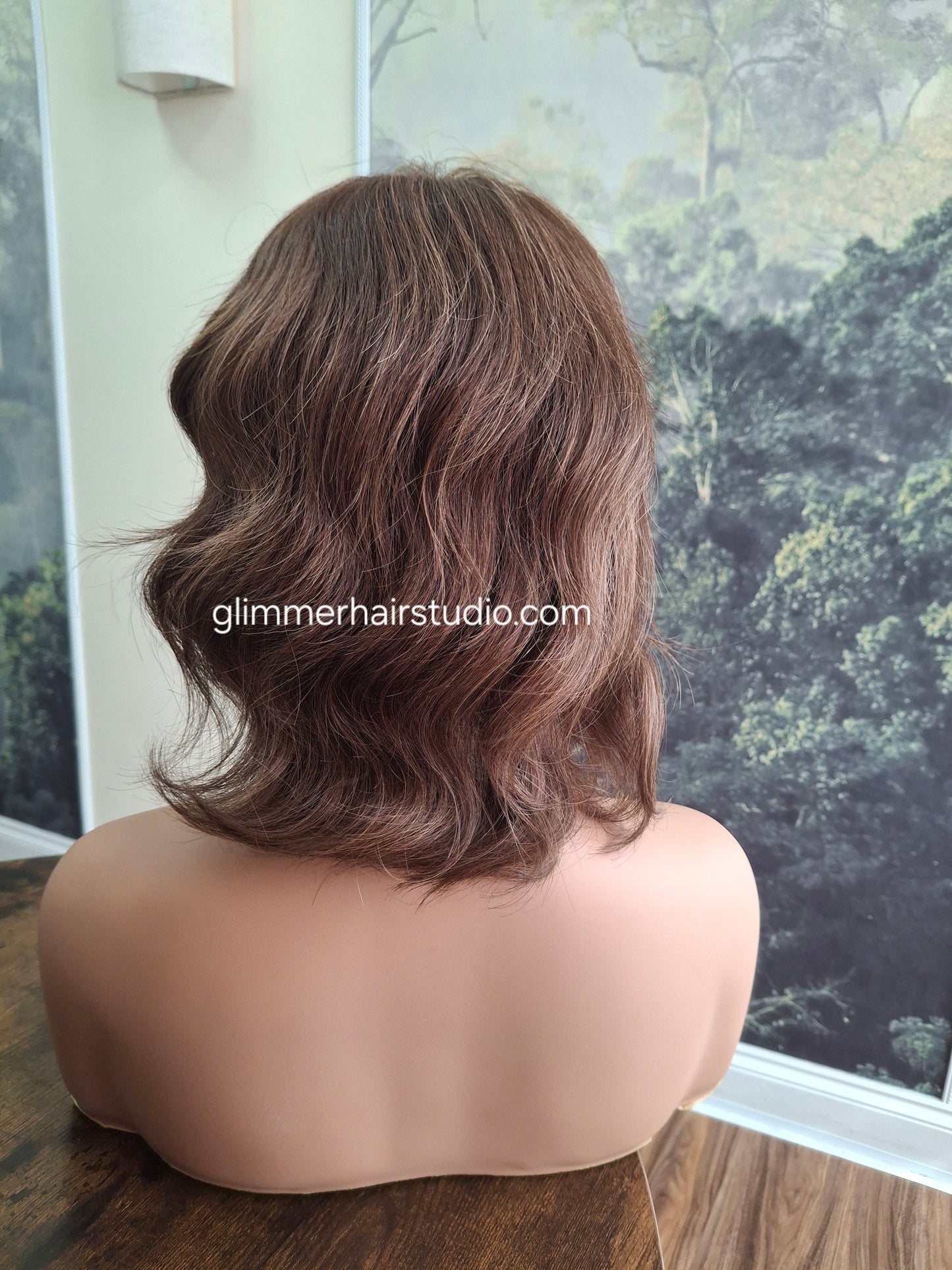 Julie human hair bob wig, fully hand tied, soft cap, M, Caramel Mocha