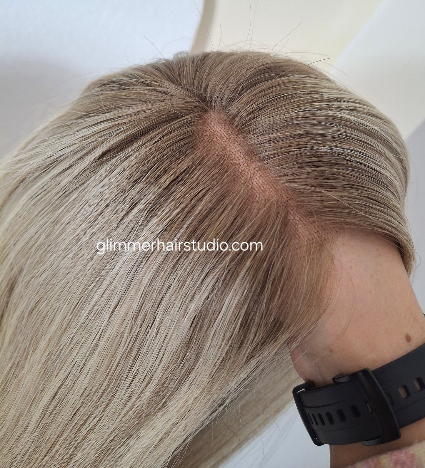 Courtney medical wig, lace top breathable cap, vanilla ice, 16 inches long