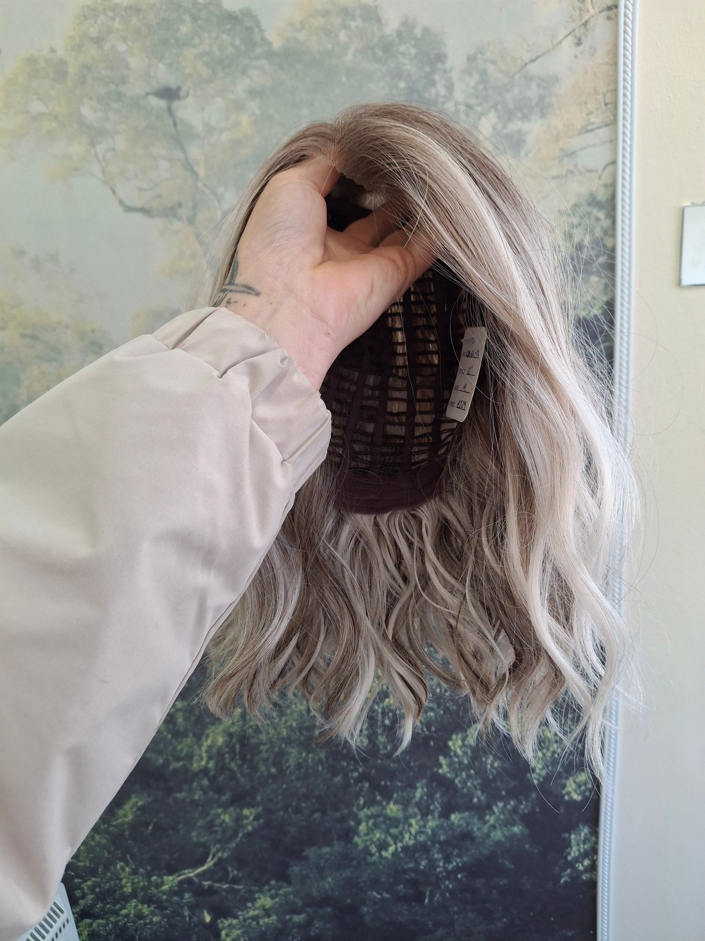 Zoe monofilament top fibre wig, wavy texture, medium adjustable cap, Arctic Fox