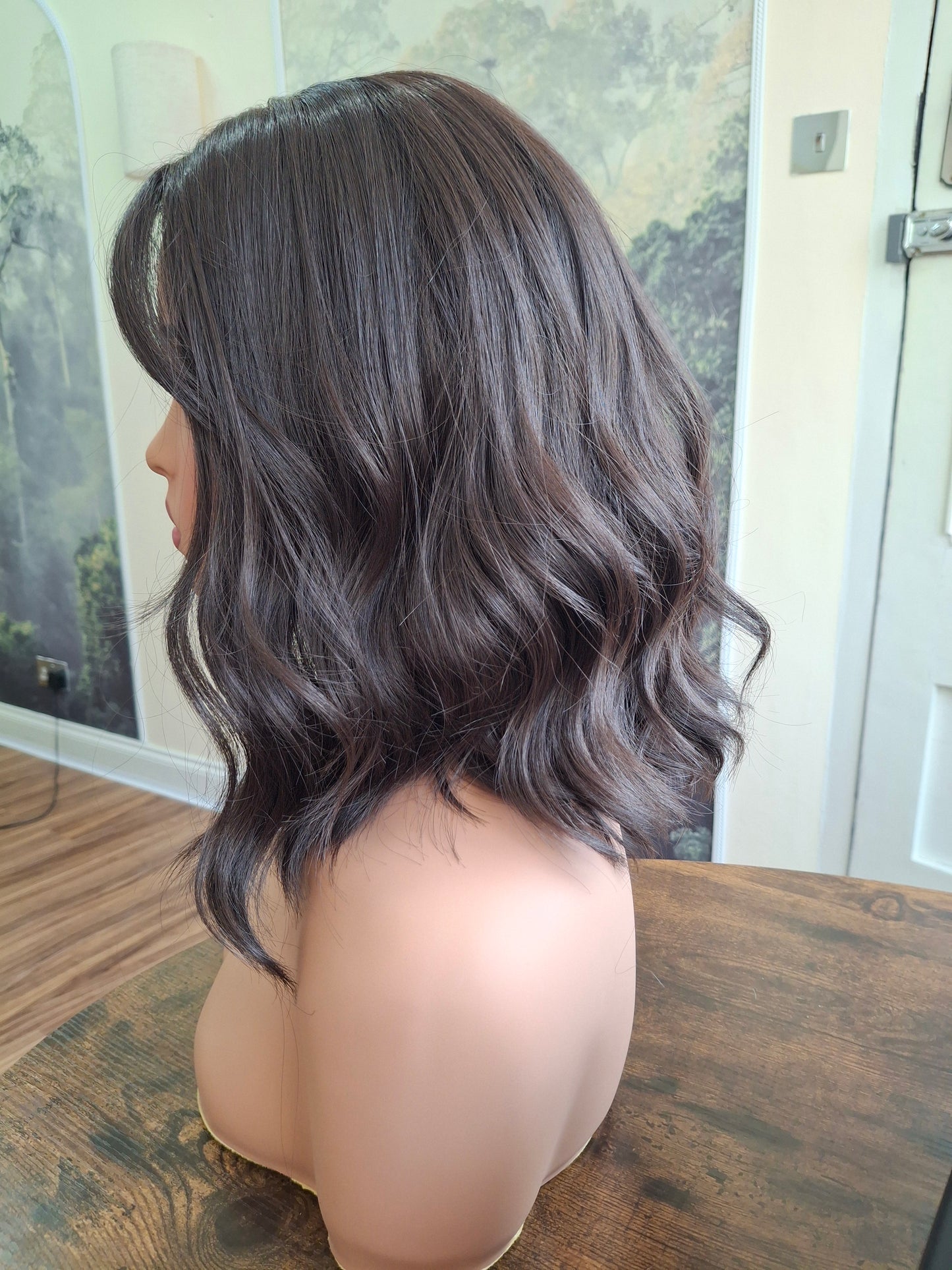 Zoe monofilament top fibre wig, wavy texture, medium adjustable cap