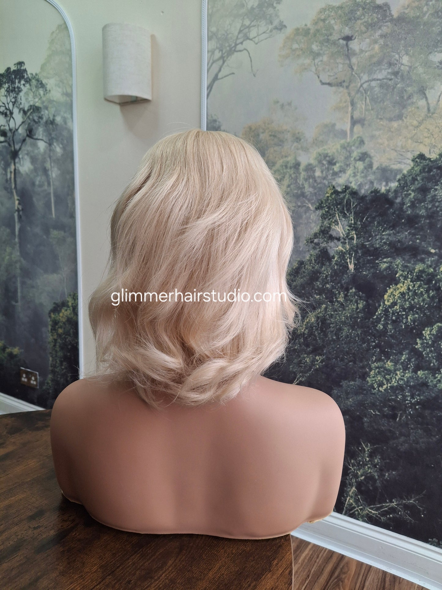 Julie human hair bob wig, fully hand tied, soft cap, M, butter cream