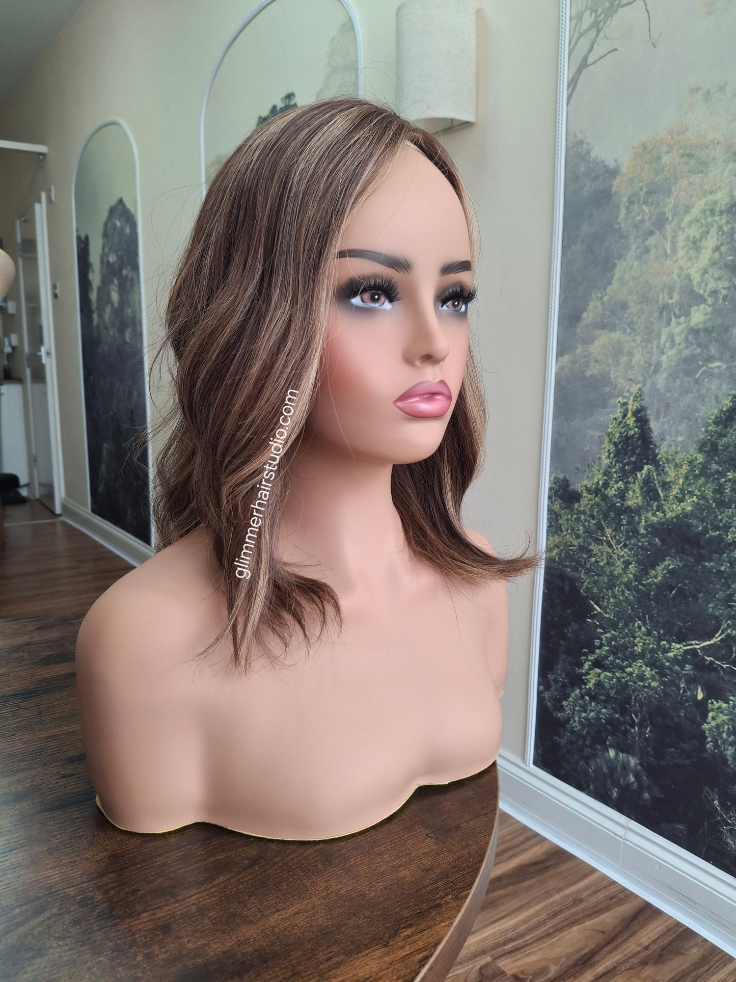 Callie topper, CLOSED lace topper with weft, large size, full coverage, spiced coffee, 12 inches long