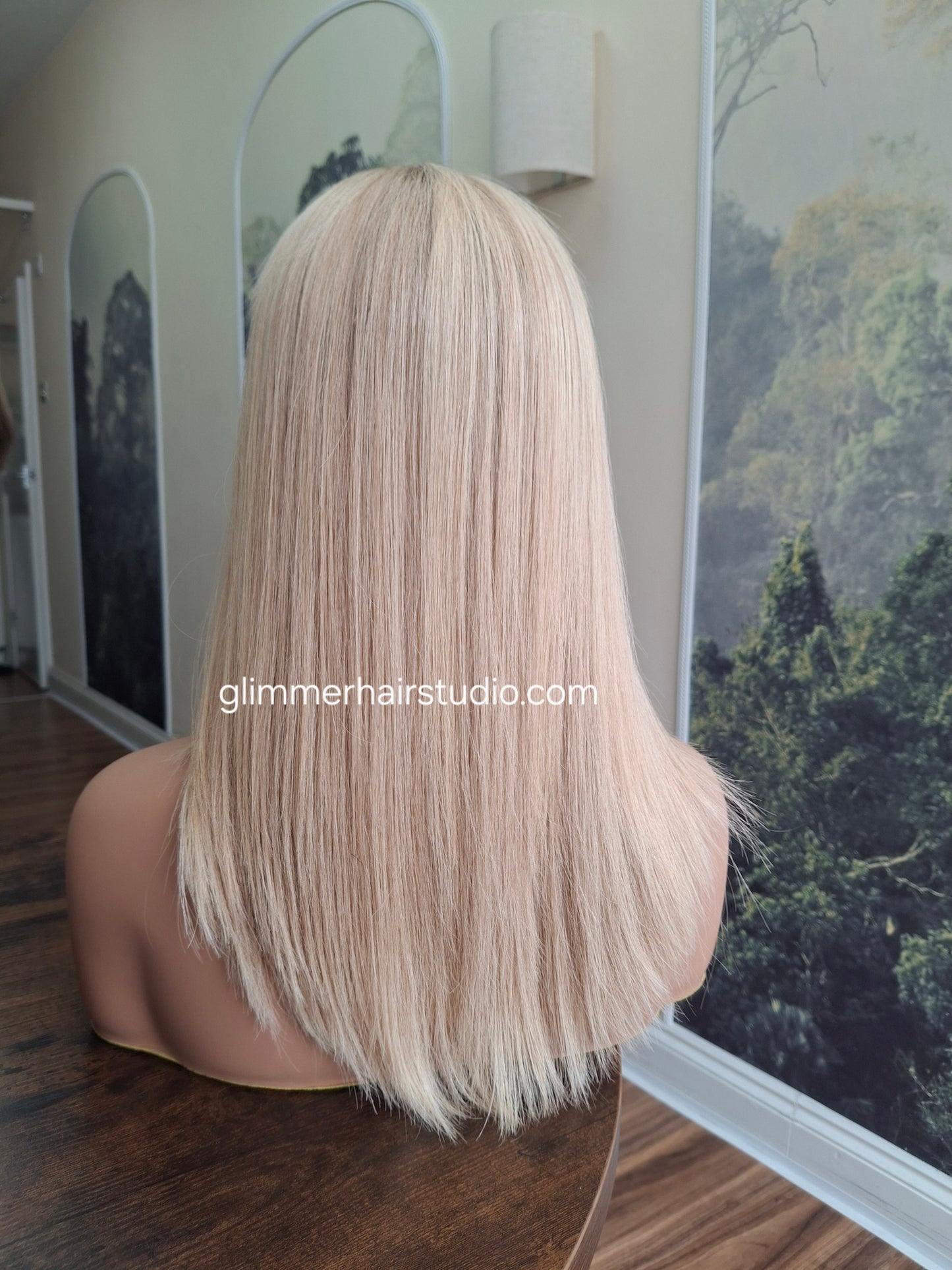 Callie topper, swiss lace closure with weft, large size, full coverage, buttered toast, 14 inches long