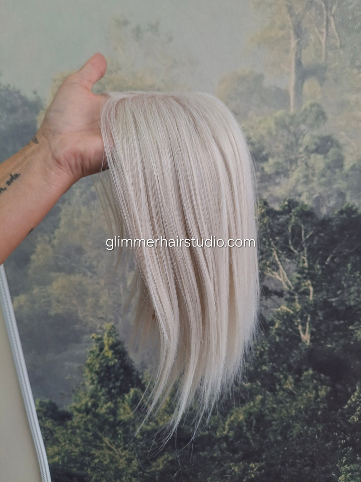 Baby Callie Fibre topper, lace closure with weft, large size, full coverage, ice white, 12 inches long