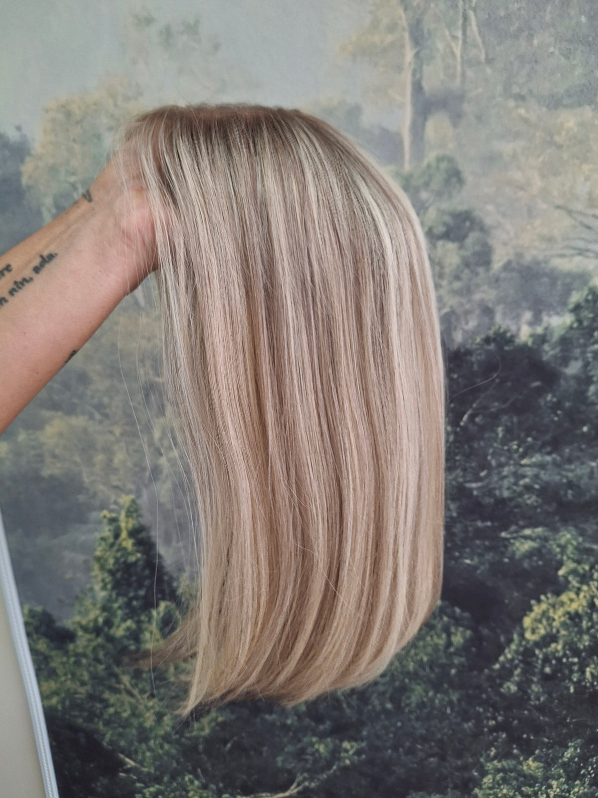 Baby Callie topper, swiss lace closure with weft, large size, full coverage, vanilla ice, 14 inches long