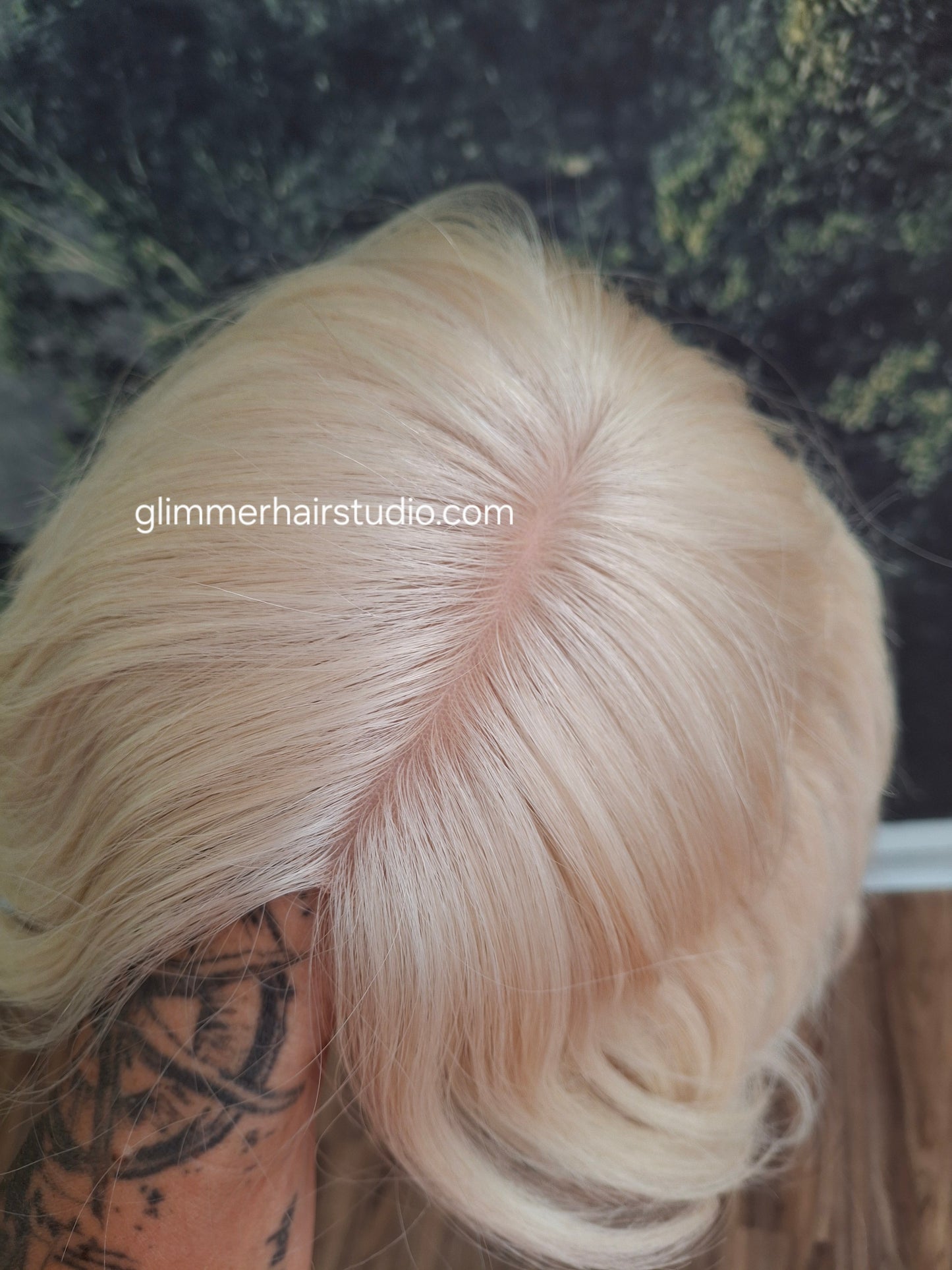 Julie human hair bob wig, fully hand tied, soft cap, M, butter cream