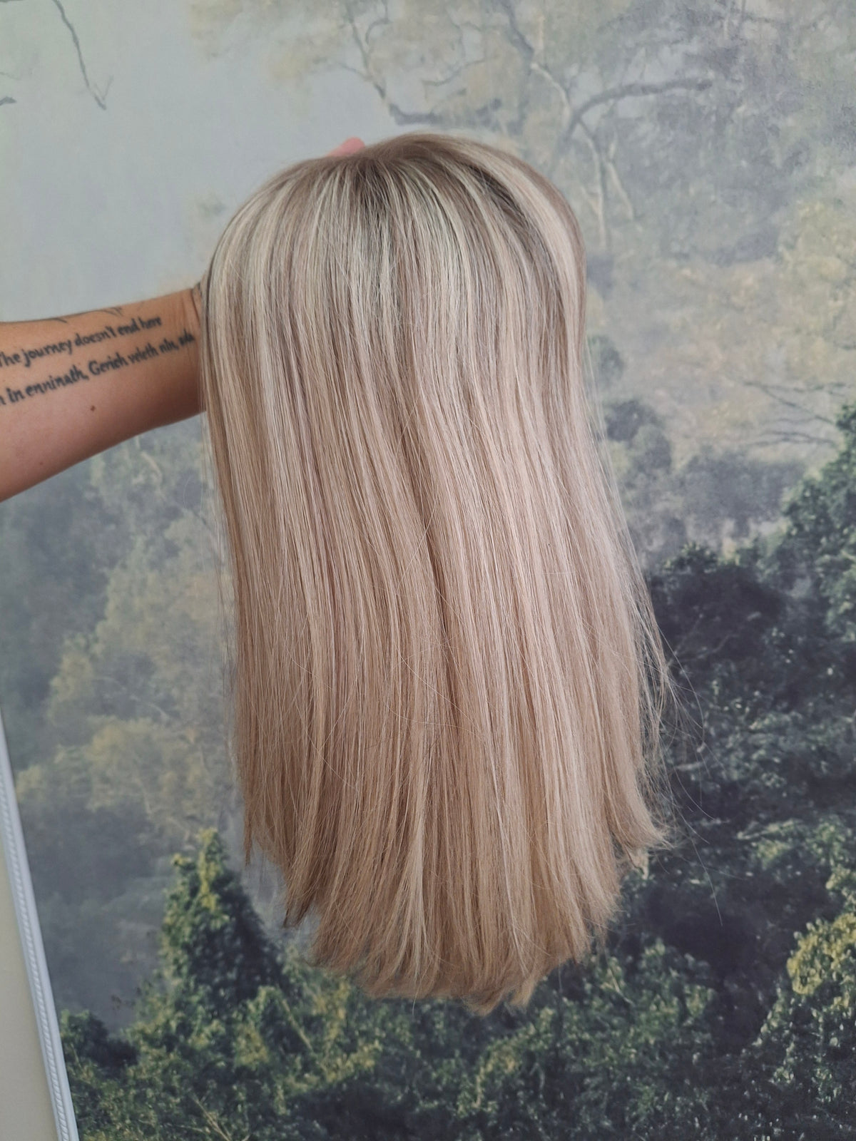 Baby Callie topper, swiss lace closure with weft, large size, full coverage, vanilla ice, 14 inches long