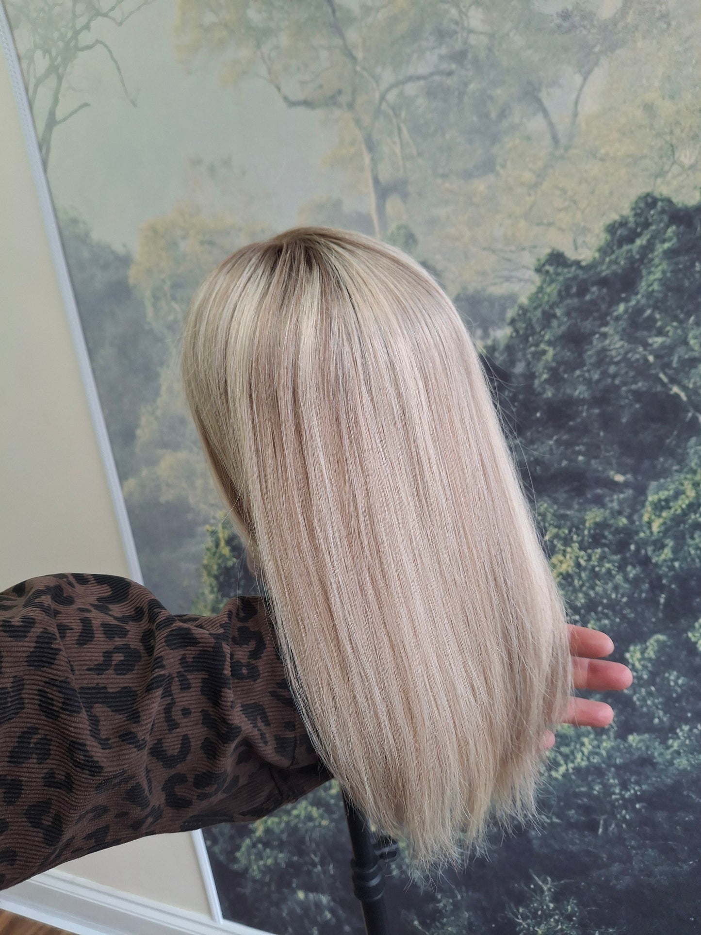 Baby Callie topper, swiss lace closure with weft, large size, full coverage, vanilla ice, 12 inches long