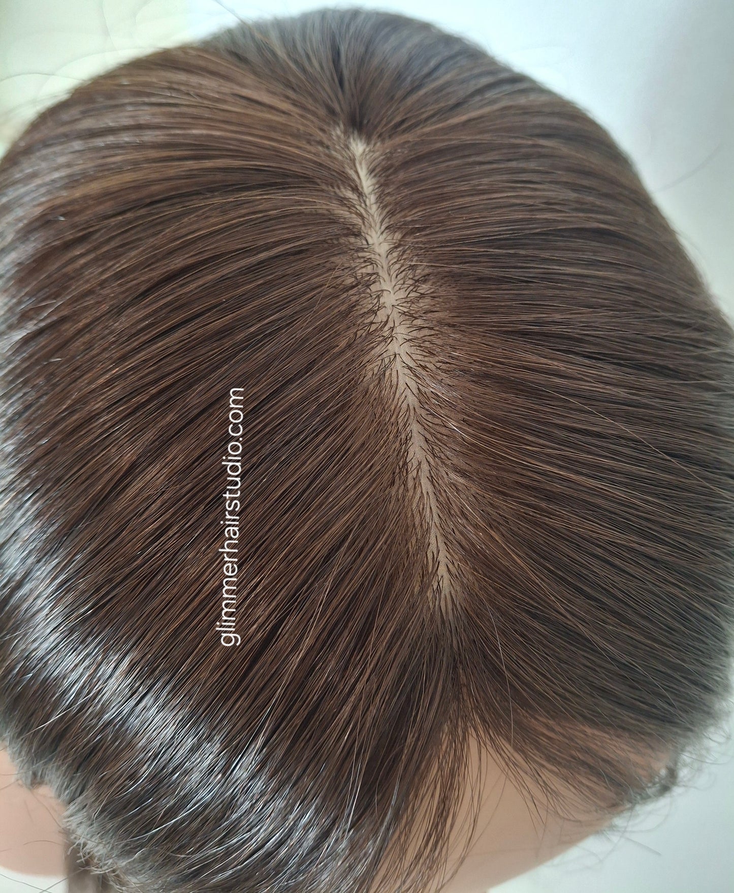 Reduced -Bella quality human hair topper, silk and weft base, lace front, 16 inches long, #4- dark chocolate