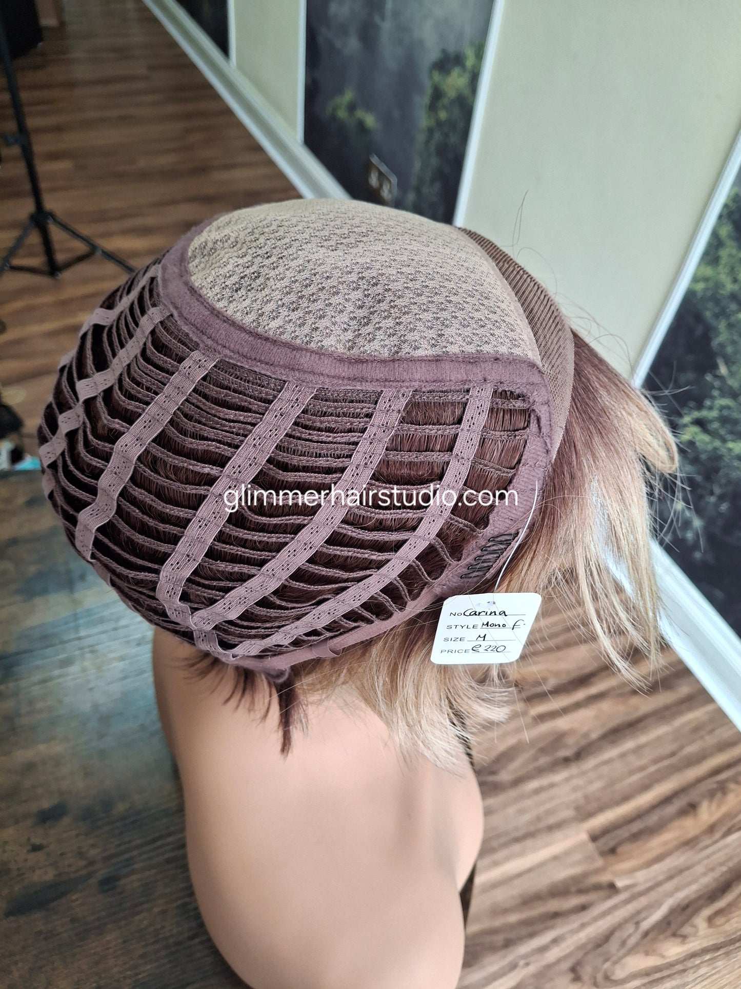 Carina monofilament fibre wig, short bob, sandy blonde, Medium